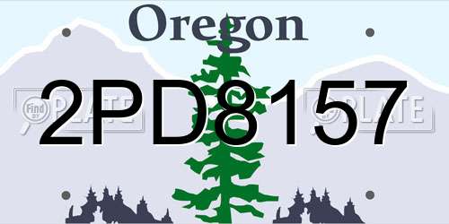 2PD8157 Oregon License Plate