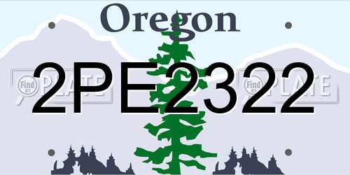 2PE2322 Oregon License Plate