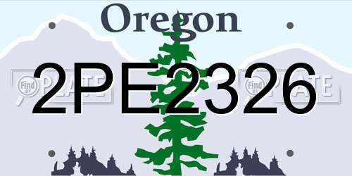 2PE2326 Oregon License Plate