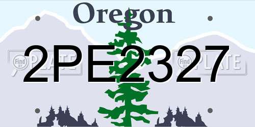 2PE2327 Oregon License Plate
