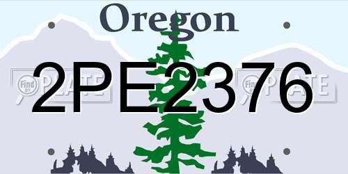 2PE2376 Oregon License Plate