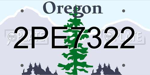 2PE7322 Oregon License Plate