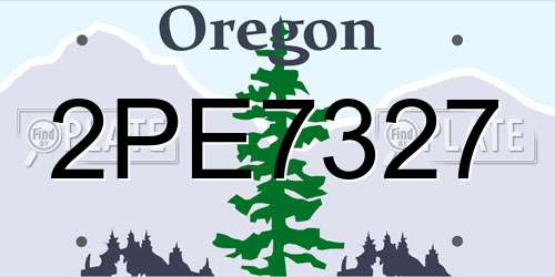 2PE7327 Oregon License Plate