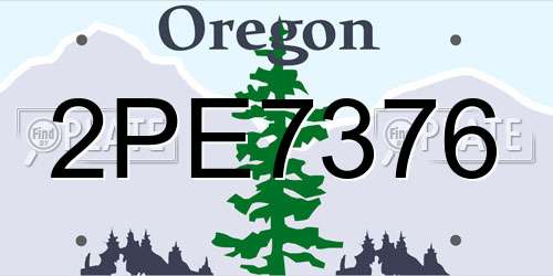 2PE7376 Oregon License Plate