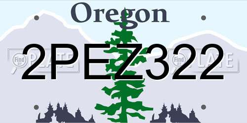 2PEZ322 Oregon License Plate