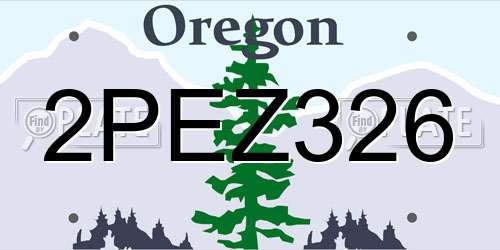 2PEZ326 Oregon License Plate