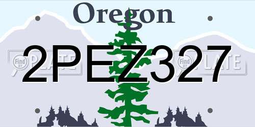 2PEZ327 Oregon License Plate