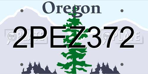2PEZ372 Oregon License Plate