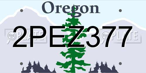 2PEZ377 Oregon License Plate