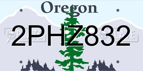 2PHZ832 Oregon License Plate