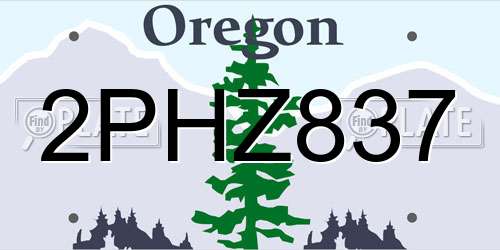 2PHZ837 Oregon License Plate