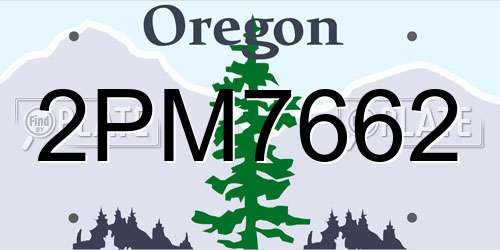 2PM7662 Oregon License Plate