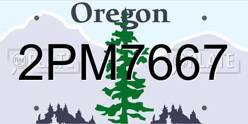 2PM7667 Oregon License Plate