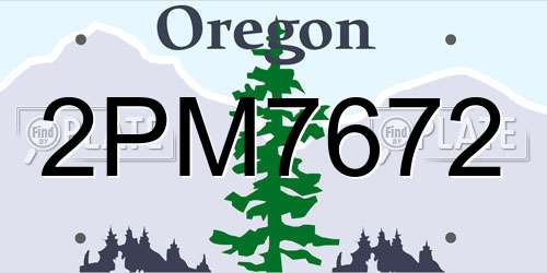2PM7672 Oregon License Plate