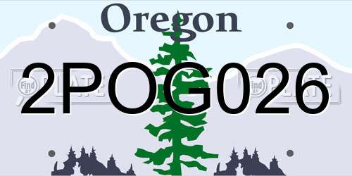 2POG026 Oregon License Plate