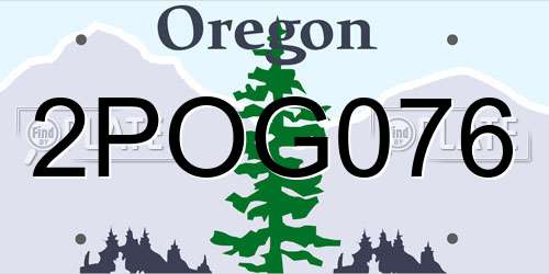 2POG076 Oregon License Plate