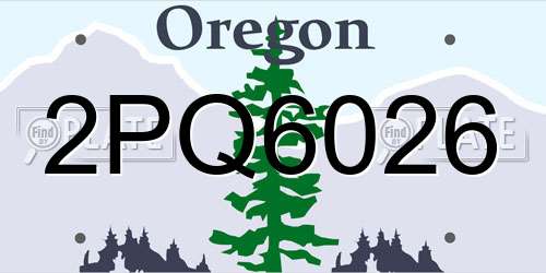 2PQ6026 Oregon License Plate