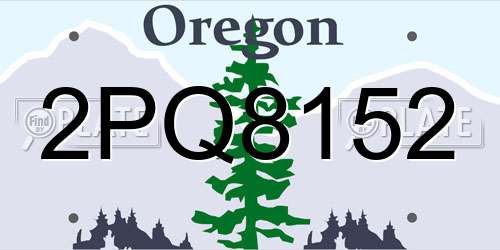 2PQ8152 Oregon License Plate