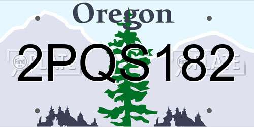 2PQS182 Oregon License Plate