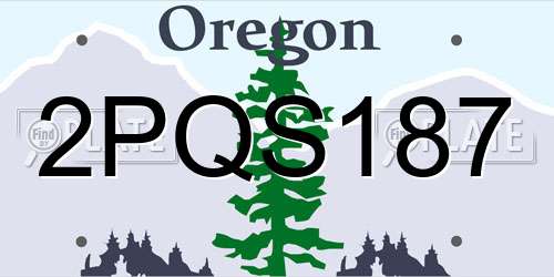 2PQS187 Oregon License Plate
