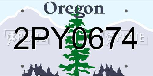 2PY0674 Oregon License Plate