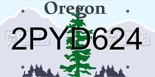 2PYD624 Oregon License Plate