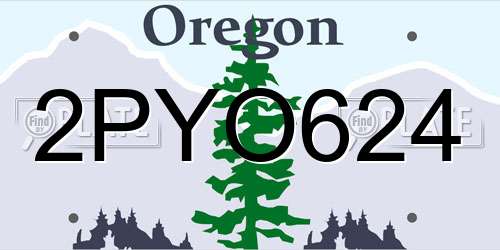 2PYO624 Oregon License Plate