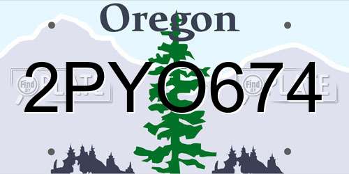 2PYO674 Oregon License Plate