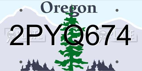 2PYQ674 Oregon License Plate
