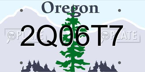 2Q06T7 Oregon License Plate