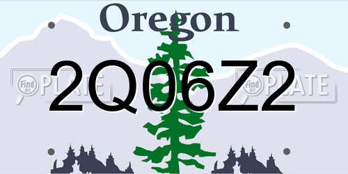 2Q06Z2 Oregon License Plate