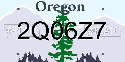 2Q06Z7 Oregon License Plate