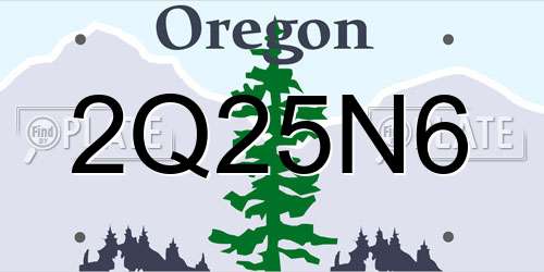 2Q25N6 Oregon License Plate