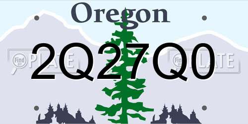 2Q27Q0 Oregon License Plate
