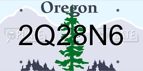 2Q28N6 Oregon License Plate