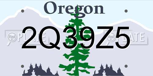 2Q39Z5 Oregon License Plate