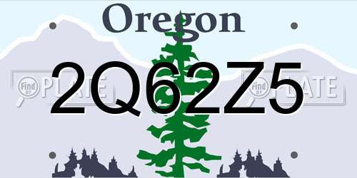 2Q62Z5 Oregon License Plate