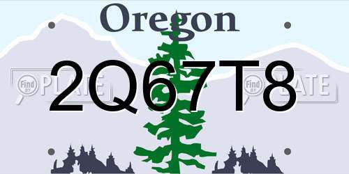 2Q67T8 Oregon License Plate