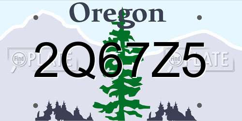 2Q67Z5 Oregon License Plate