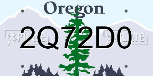 2Q72D0 Oregon License Plate