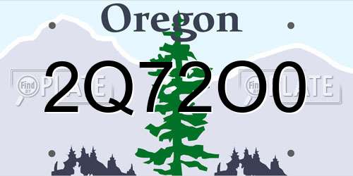 2Q72O0 Oregon License Plate