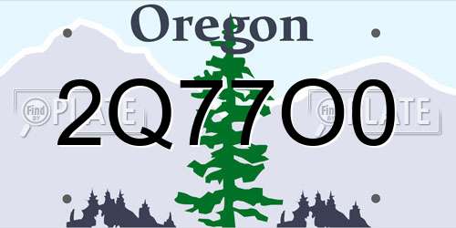 2Q77O0 Oregon License Plate