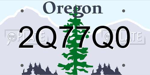 2Q77Q0 Oregon License Plate