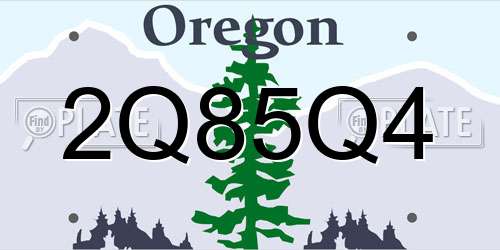 2Q85Q4 Oregon License Plate