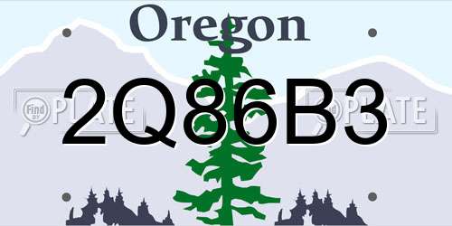 2Q86B3 Oregon License Plate