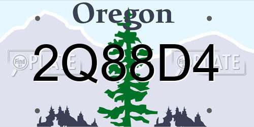 2Q88D4 Oregon License Plate
