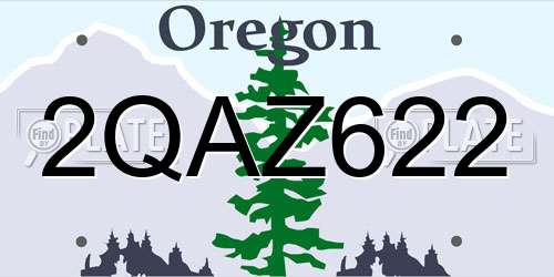 2QAZ622 Oregon License Plate