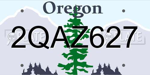 2QAZ627 Oregon License Plate