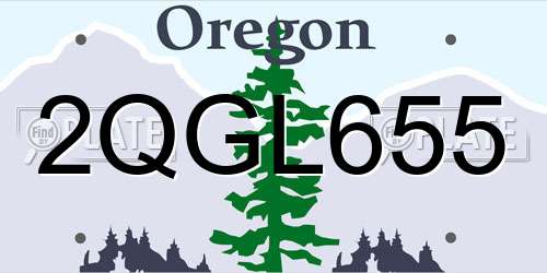 2QGL655 Oregon License Plate