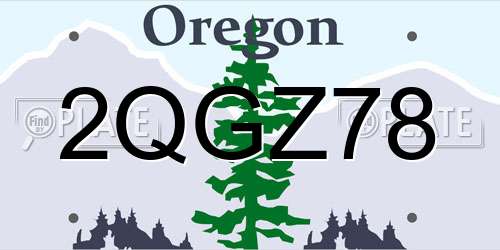 2QGZ78 Oregon License Plate